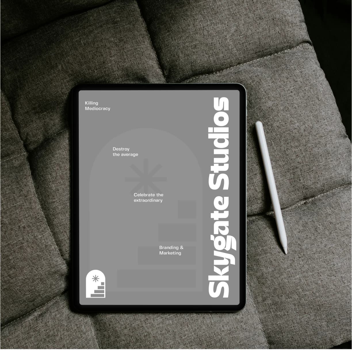 SkyGate identity presented on a digital display