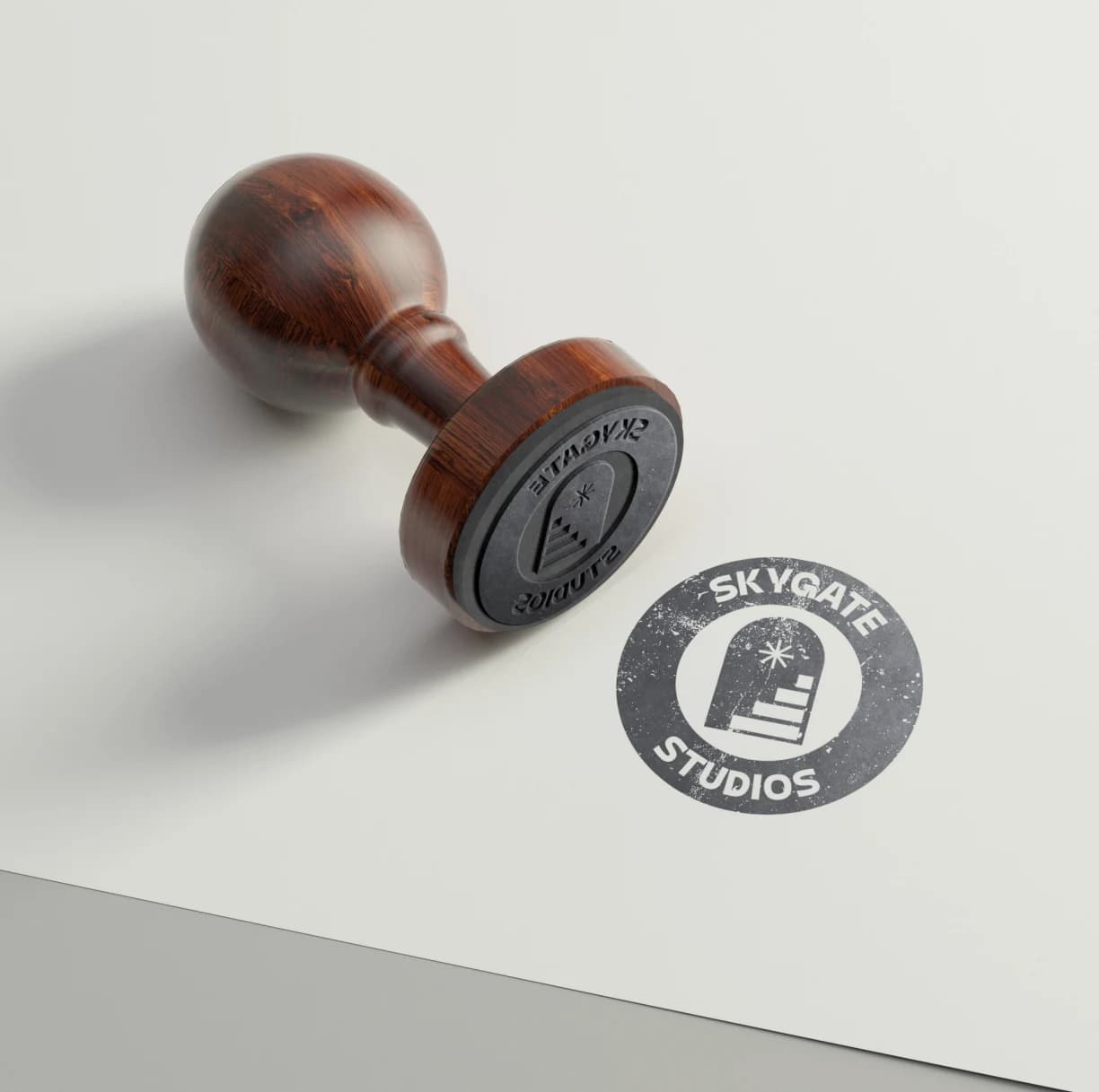 SkyGate identity stamp detail